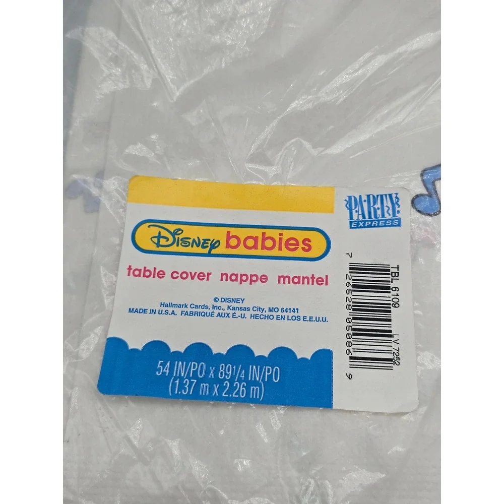 Vintage 90s Disney Paper Table Cover White Baby Mickey Minnie Mouse 1st Birthday